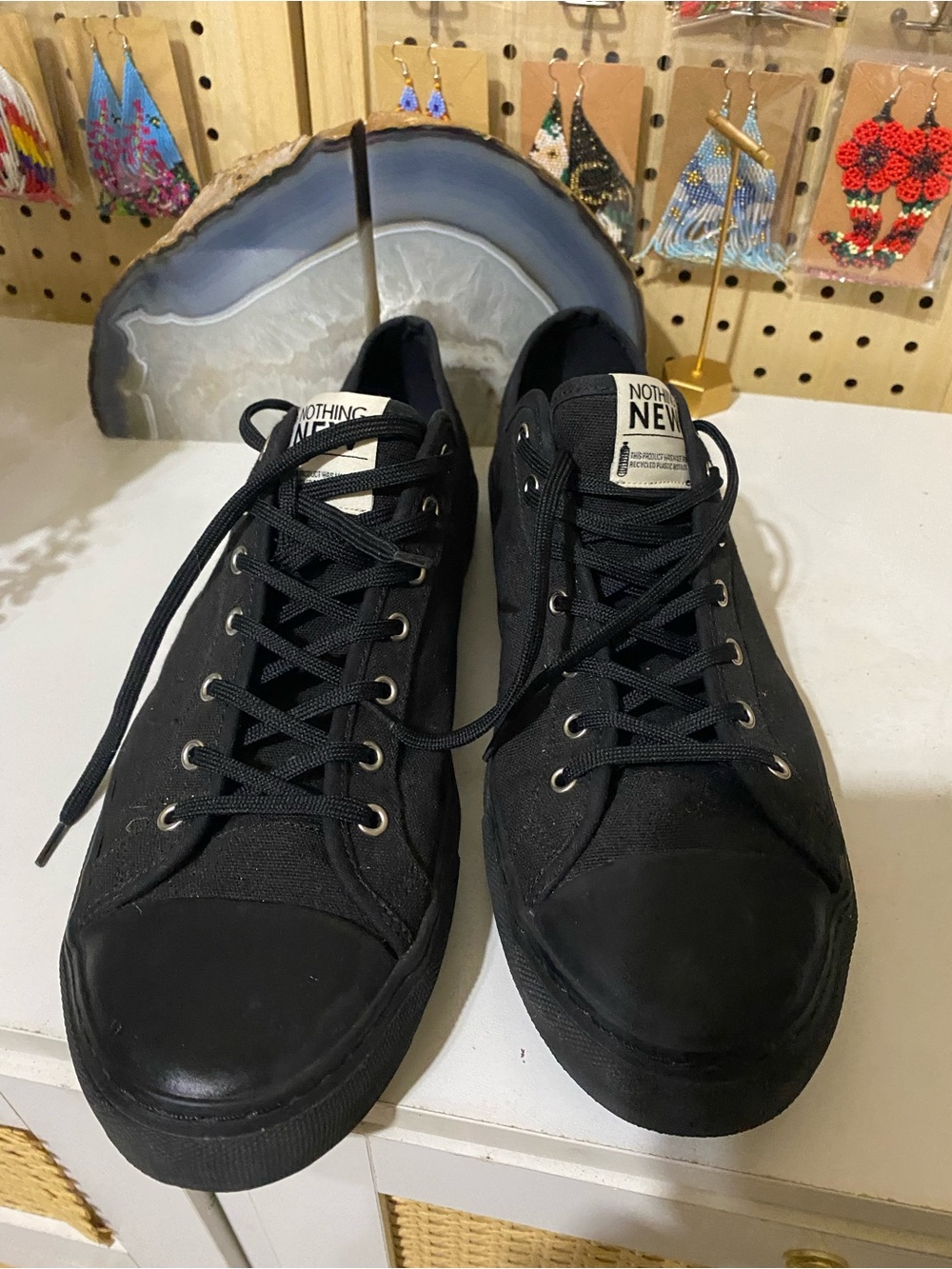 Men's Black Low-Top Canvas Sneakers by Nothing New